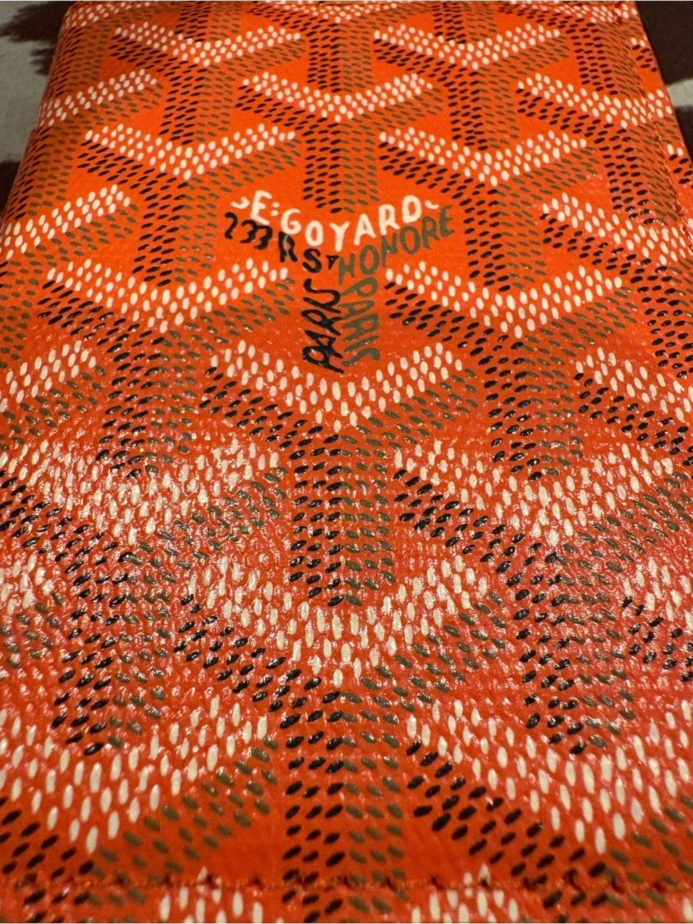 Goyard Orange Saint Sulpice Card Wallet / Slim Bifold Card Holder Made in France